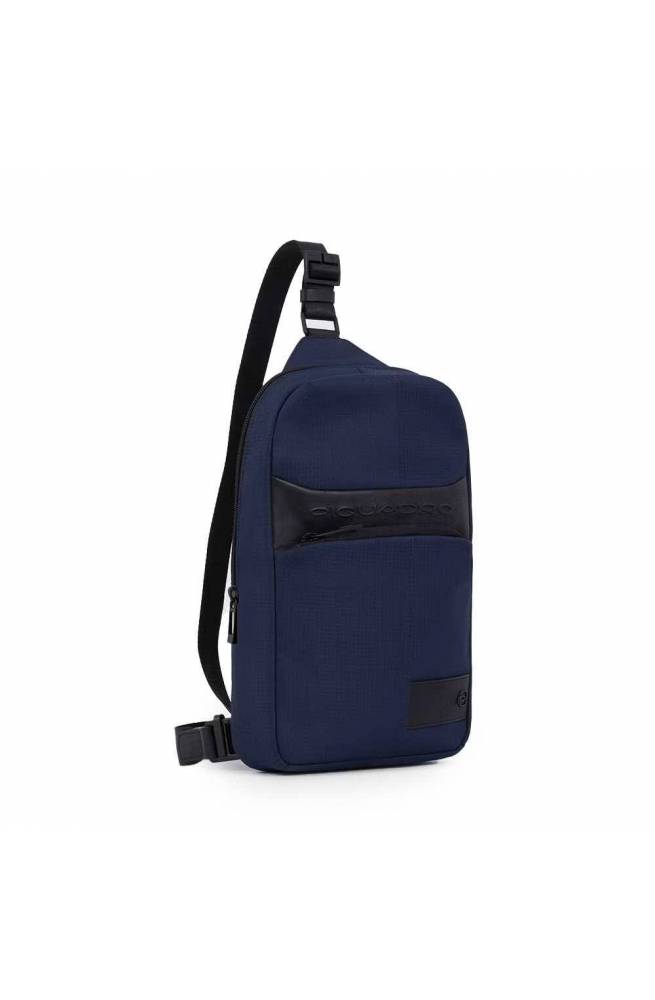 Monospalla Piquadro W129 Blauw leer en stof - CA5751W129-BLU