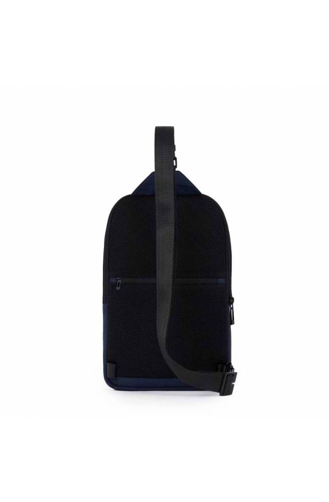 Monospalla Piquadro W129 Blauw leer en stof - CA5751W129-BLU