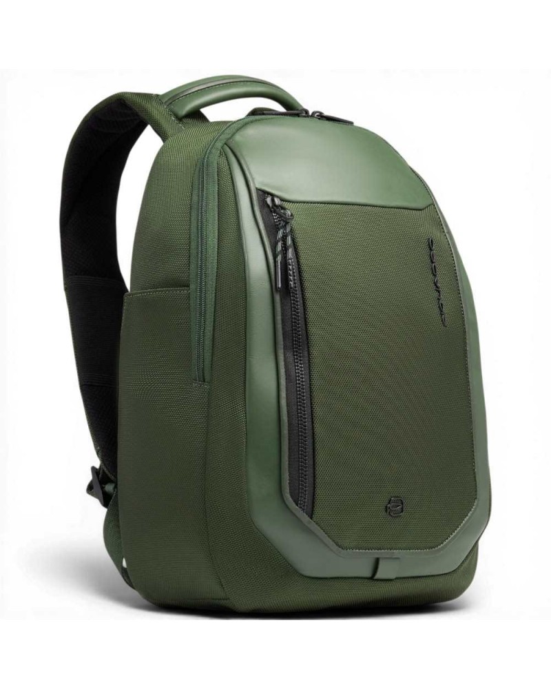 Piquadro Bagmotic Unisex Grünes Leder und Stoff Rucksack mit Laptop 13'''' und iPad