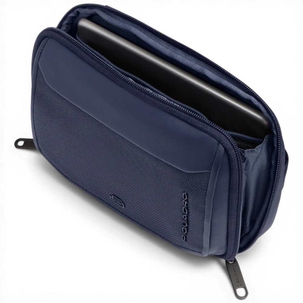 Piquadro Borsello S143 Unisex blauw leer en horizontale stof
