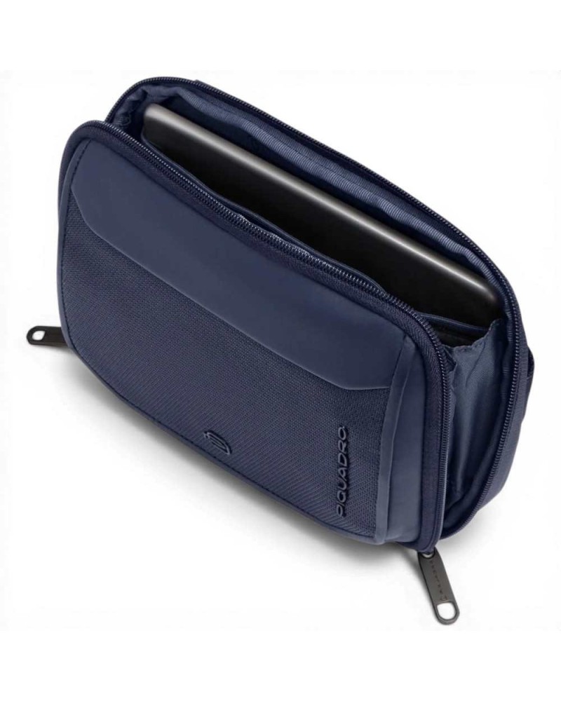 Piquadro Borsello S143 Unisex blauw leer en horizontale stof