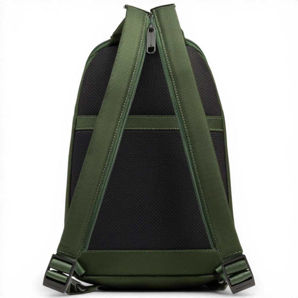 Piquadro Monospalla S143 Unisex Groen leer en stof met iPad Mini Deur