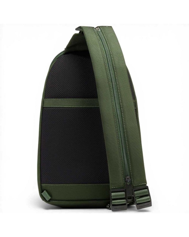 Piquadro Monospalla S143 Unisex Groen leer en stof met iPad Mini Deur