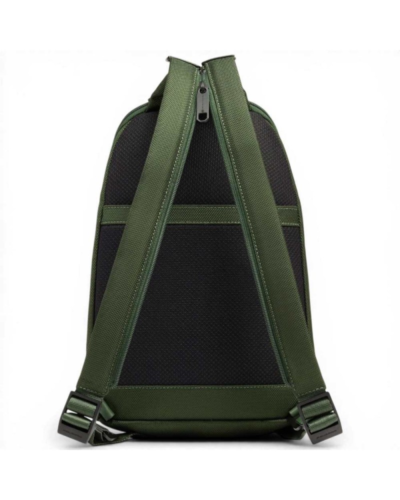 Piquadro Monospalla S143 Unisex Groen leer en stof met iPad Mini Deur