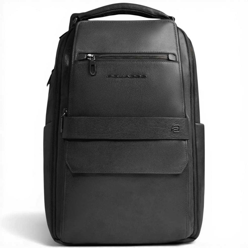 Piquadro Zaino S141 Uomo Nero in Pelle con Porta PC 14'' e iPad