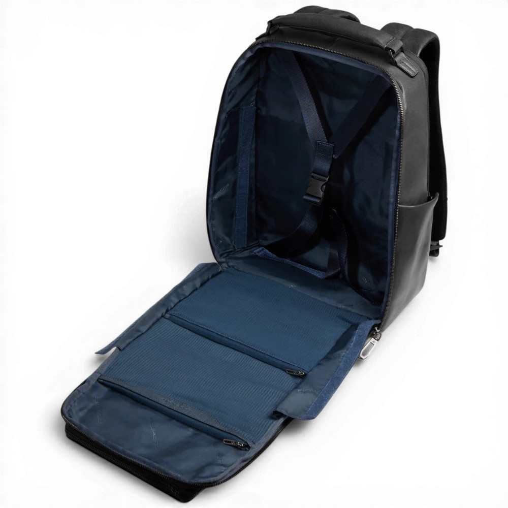 Piquadro Zaino S141 Uomo Nero in Pelle con Porta PC 14'' e iPad