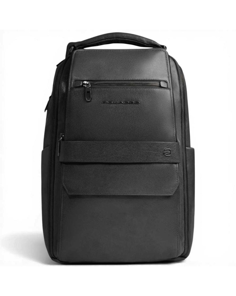 Piquadro Zaino S141 Uomo Nero in Pelle con Porta PC 14'' e iPad