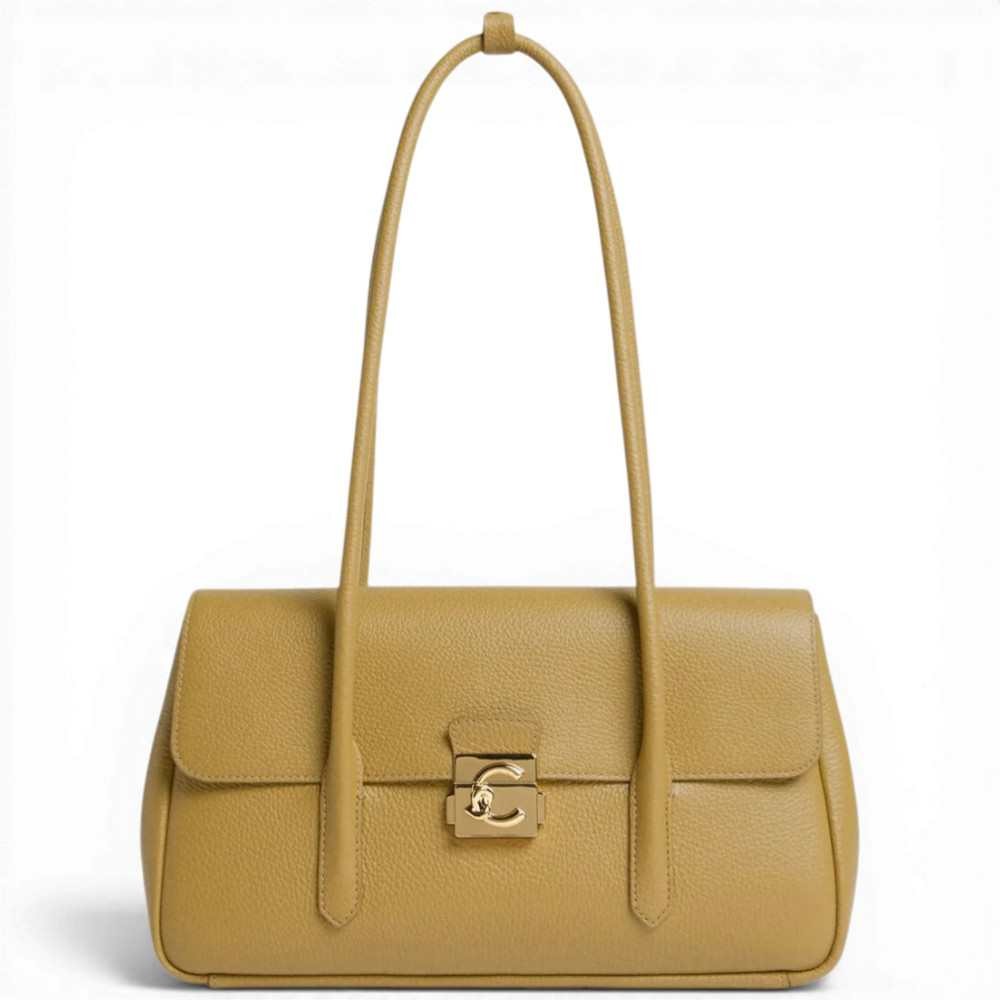 Coccinelle Handtasche C-Me Lock Tasche Frau Seagrass Leder Granata