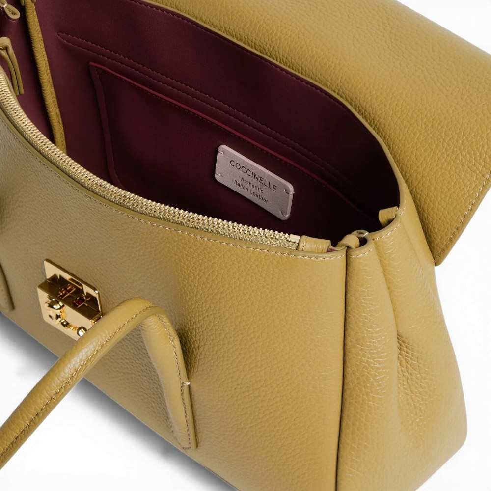 Coccinelle Handtasche C-Me Lock Tasche Frau Seagrass Leder Granata