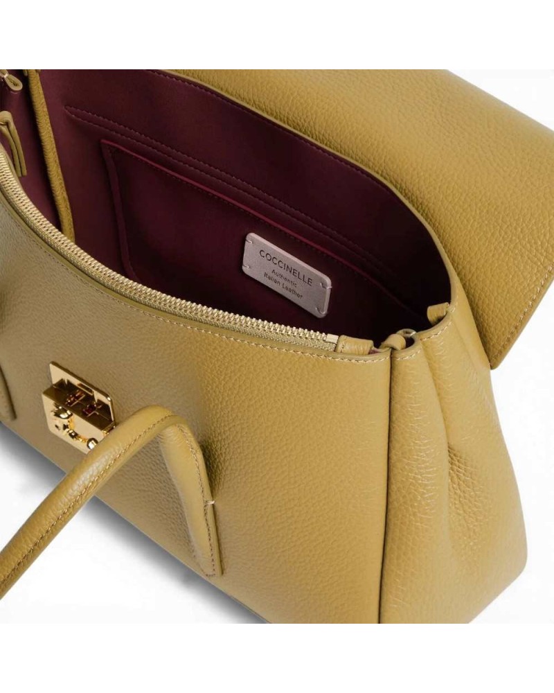Coccinelle Handtasche C-Me Lock Tasche Frau Seagrass Leder Granata