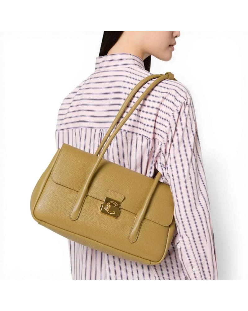 Coccinelle Handtasche C-Me Lock Tasche Frau Seagrass Leder Granata