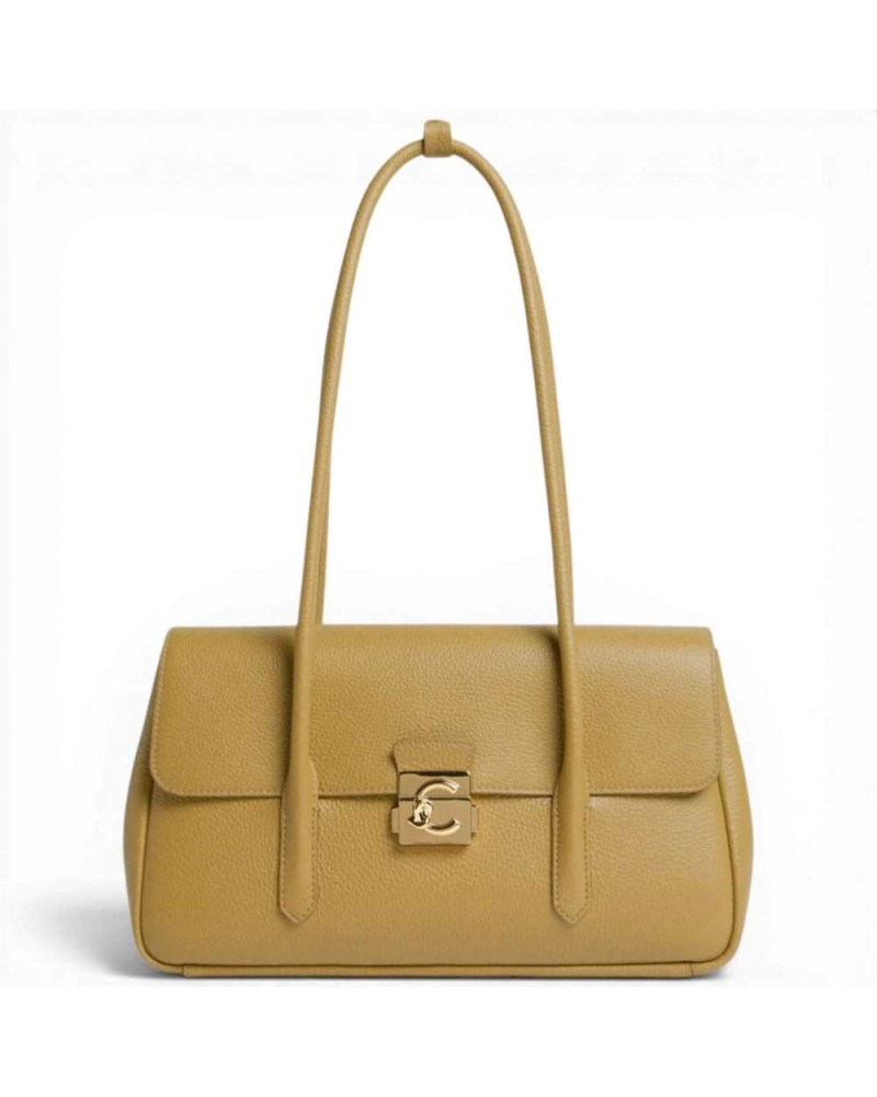 Coccinelle Handtasche C-Me Lock Tasche Frau Seagrass Leder Granata