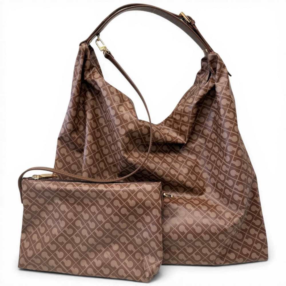 Gherardini Borsa Hobo Softy Donna Chestnut in Tessuto Softy con Finiture in Pelle