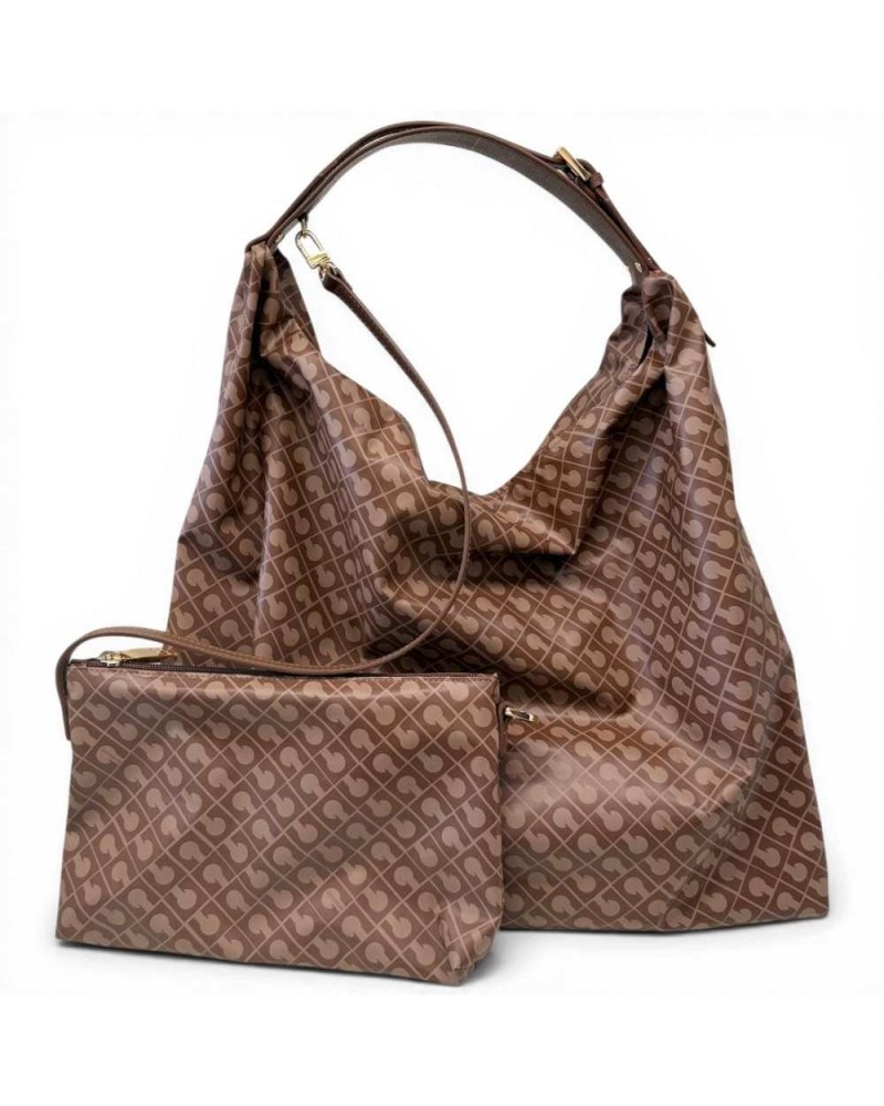 Gherardini Borsa Hobo Softy Donna Chestnut in Tessuto Softy con Finiture in Pelle