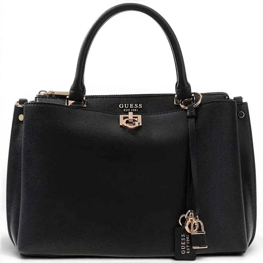 Guess Weiße Freundin Satchel Frau Schwarz in synthetischem Material mit Front Logo
