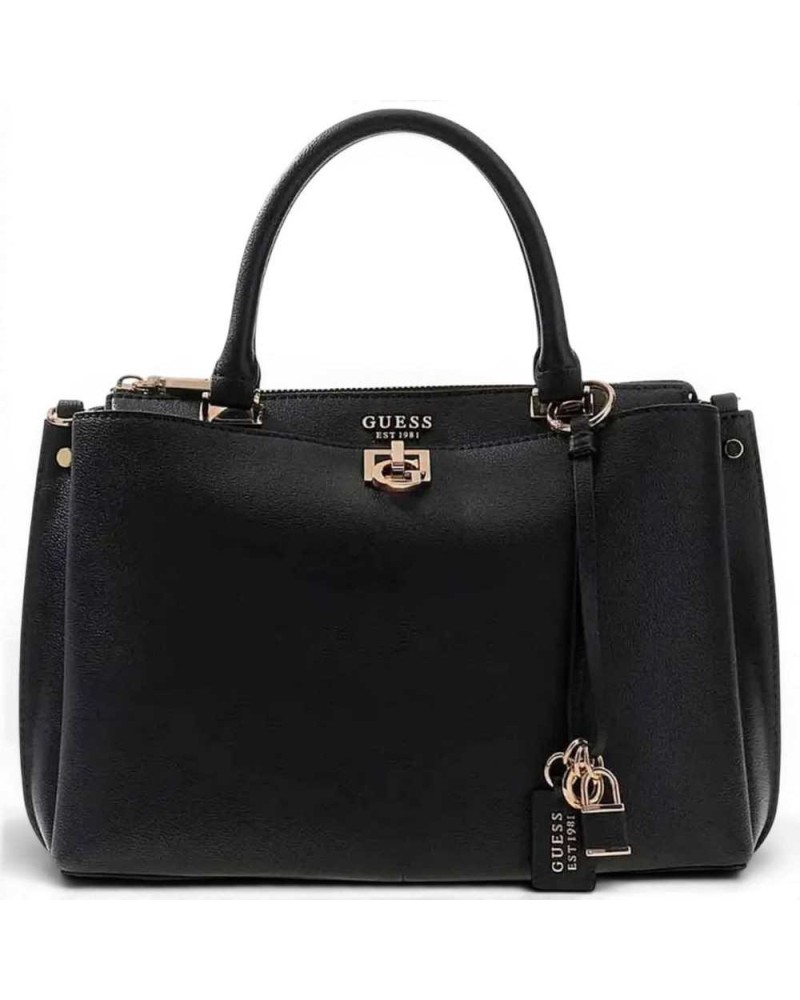 Guess Weiße Freundin Satchel Frau Schwarz in synthetischem Material mit Front Logo