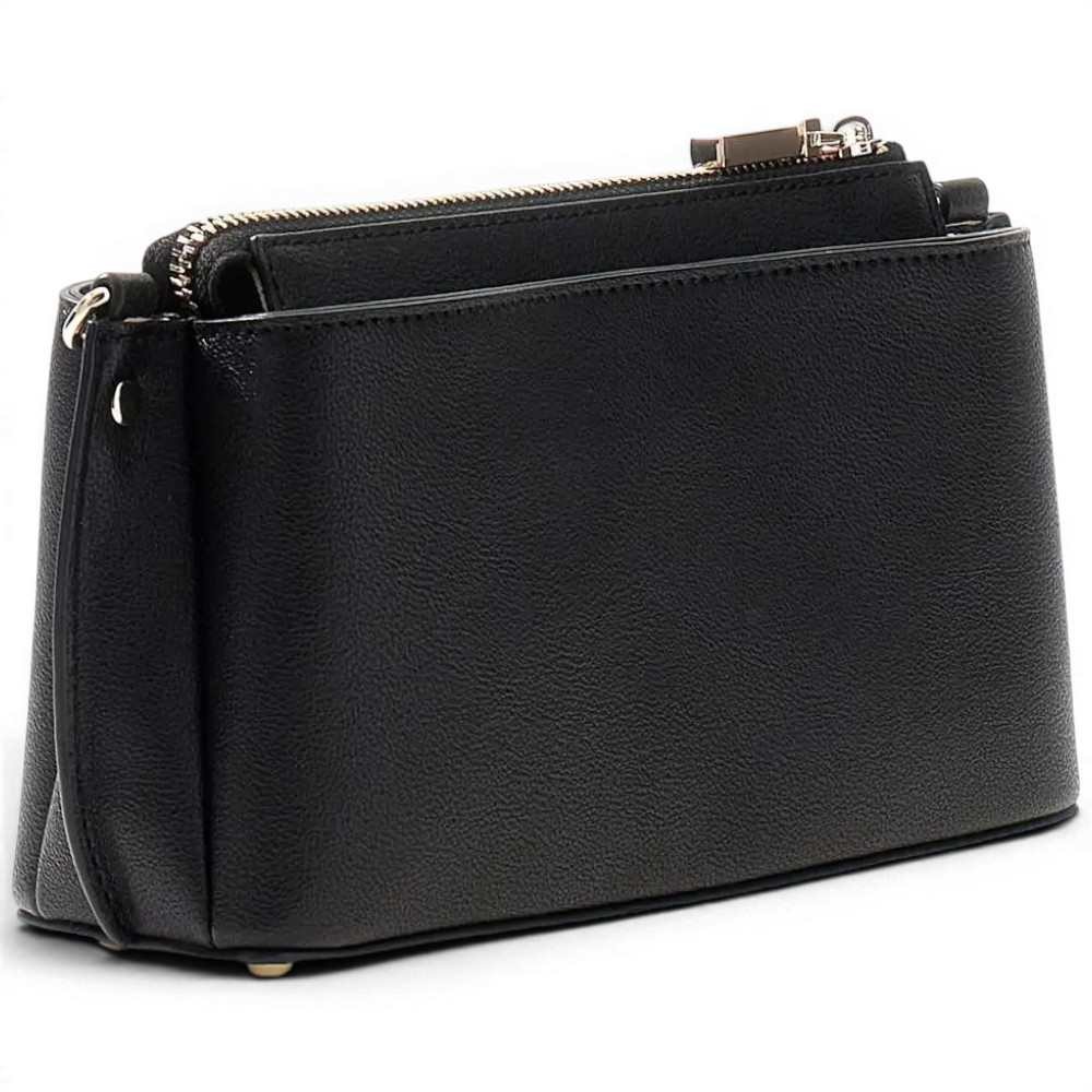 Guess Weiß Mini Crossbody Frau Schwarz in Synthetisch Material mit Dreieck Front Logo