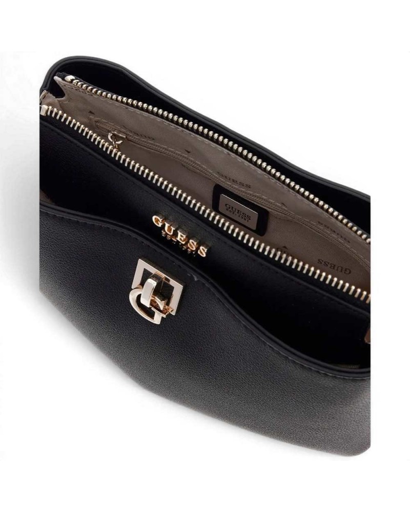 Guess Weiß Mini Crossbody Frau Schwarz in Synthetisch Material mit Dreieck Front Logo
