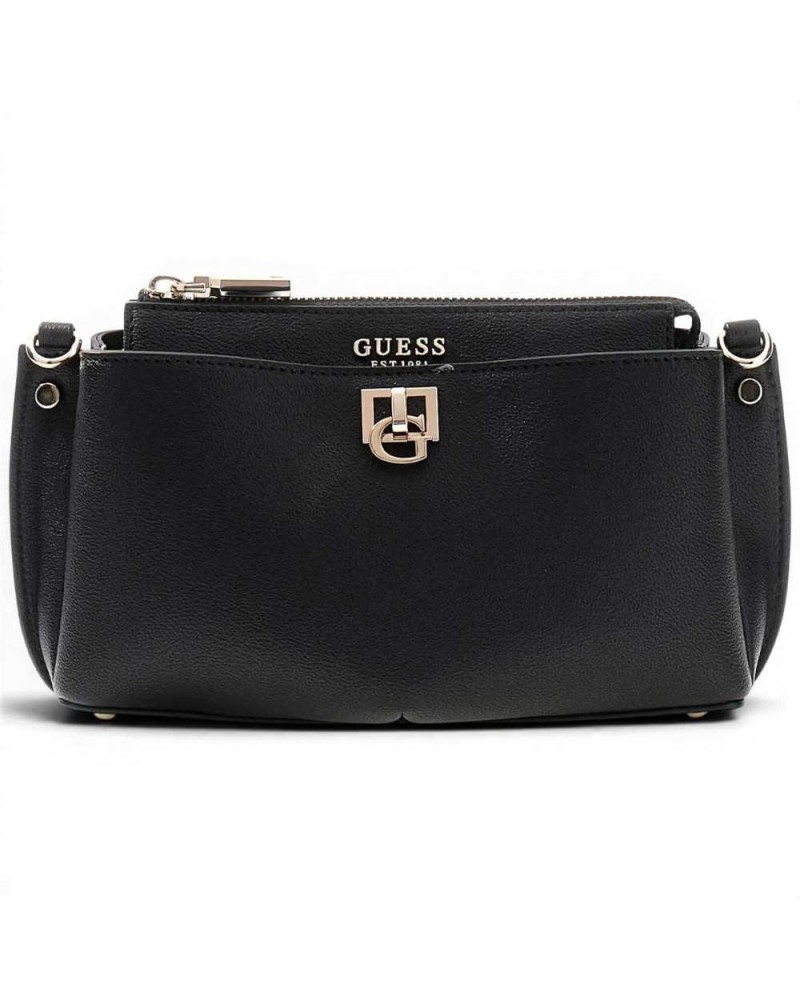 Guess Weiß Mini Crossbody Frau Schwarz in Synthetisch Material mit Dreieck Front Logo
