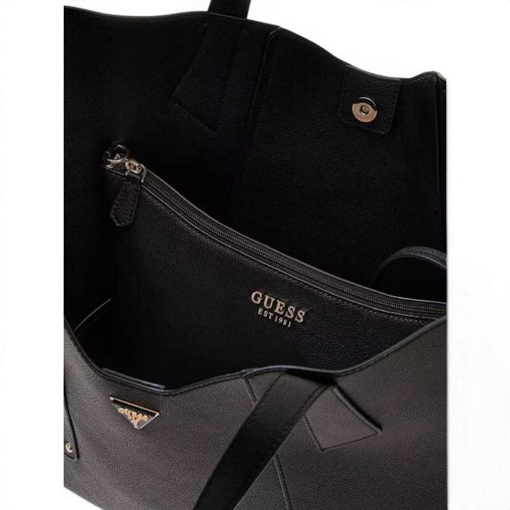 Guess Sac à main Darcy Large 2 en 1 Tote Noir Femme en Matière Synthétique avec Pochette Intérieure et Logo