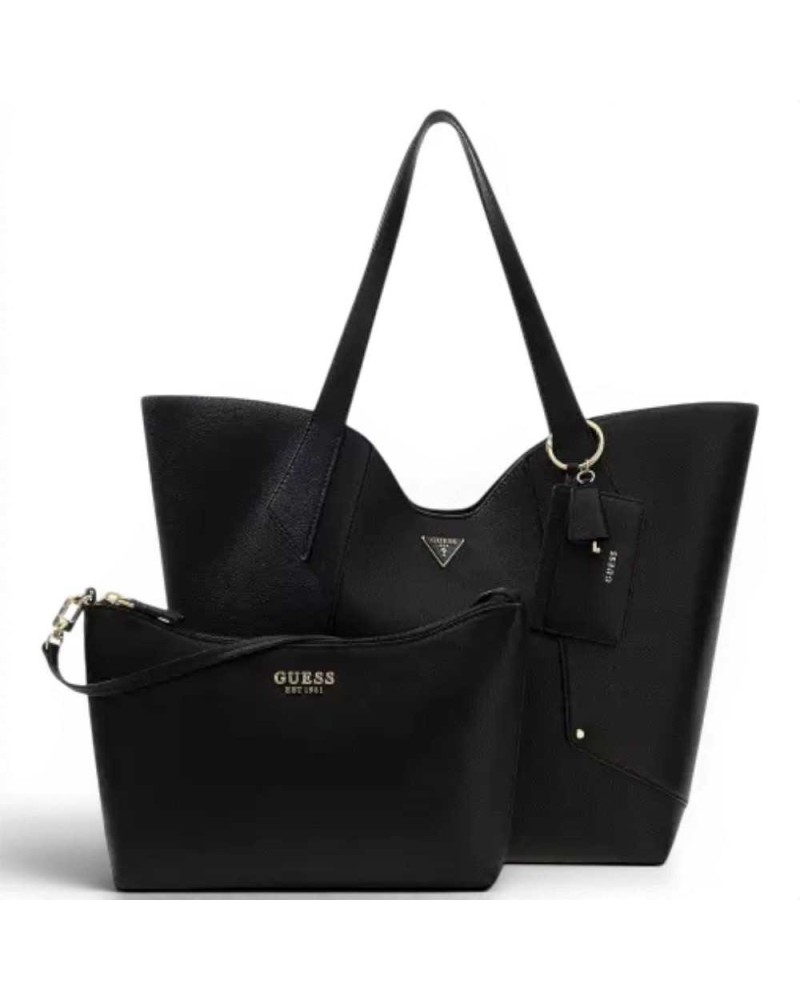Guess Sac à main Darcy Large 2 en 1 Tote Noir Femme en Matière Synthétique avec Pochette Intérieure et Logo