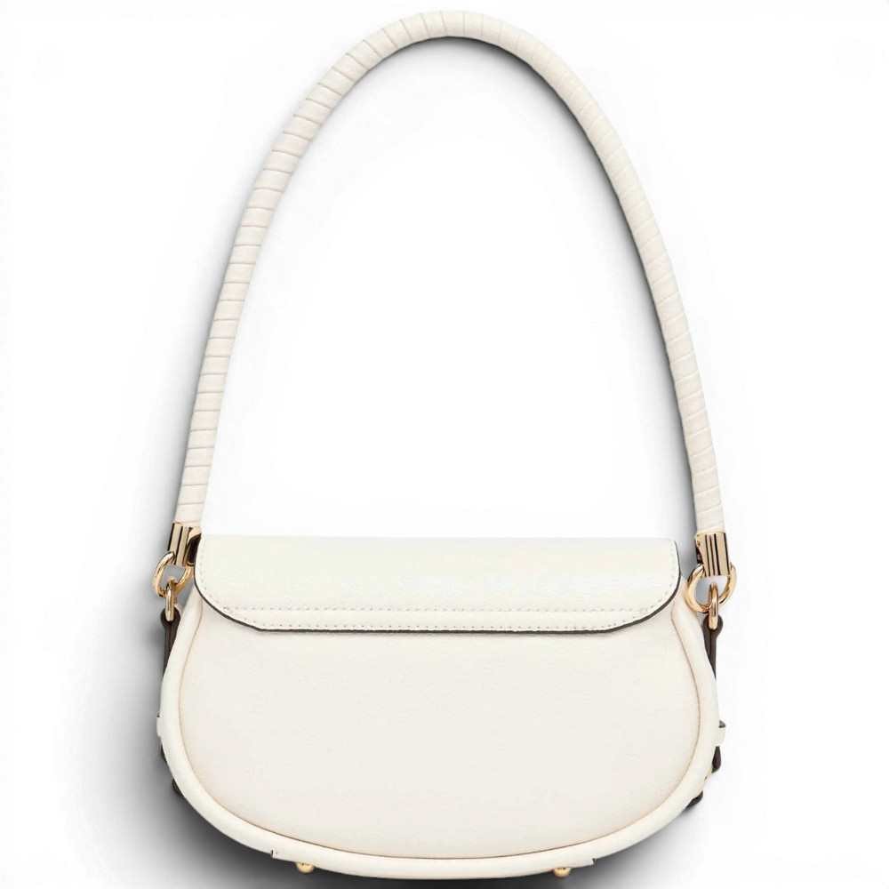 Guess Danya Flap Woman Off White Shoulder Bag in Synthetic Material with Plot and Front Logo