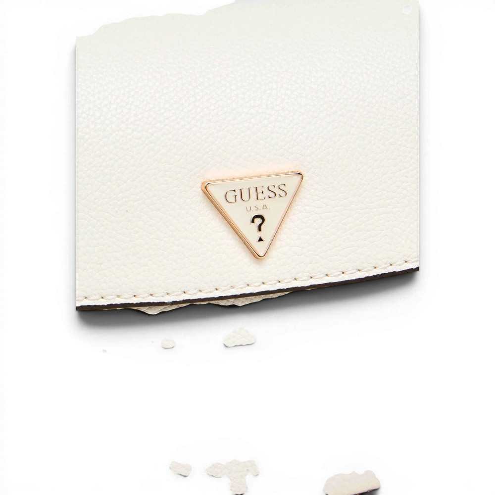 Guess Danya Flap Woman Off White Shoulder Bag in Synthetic Material with Plot and Front Logo
