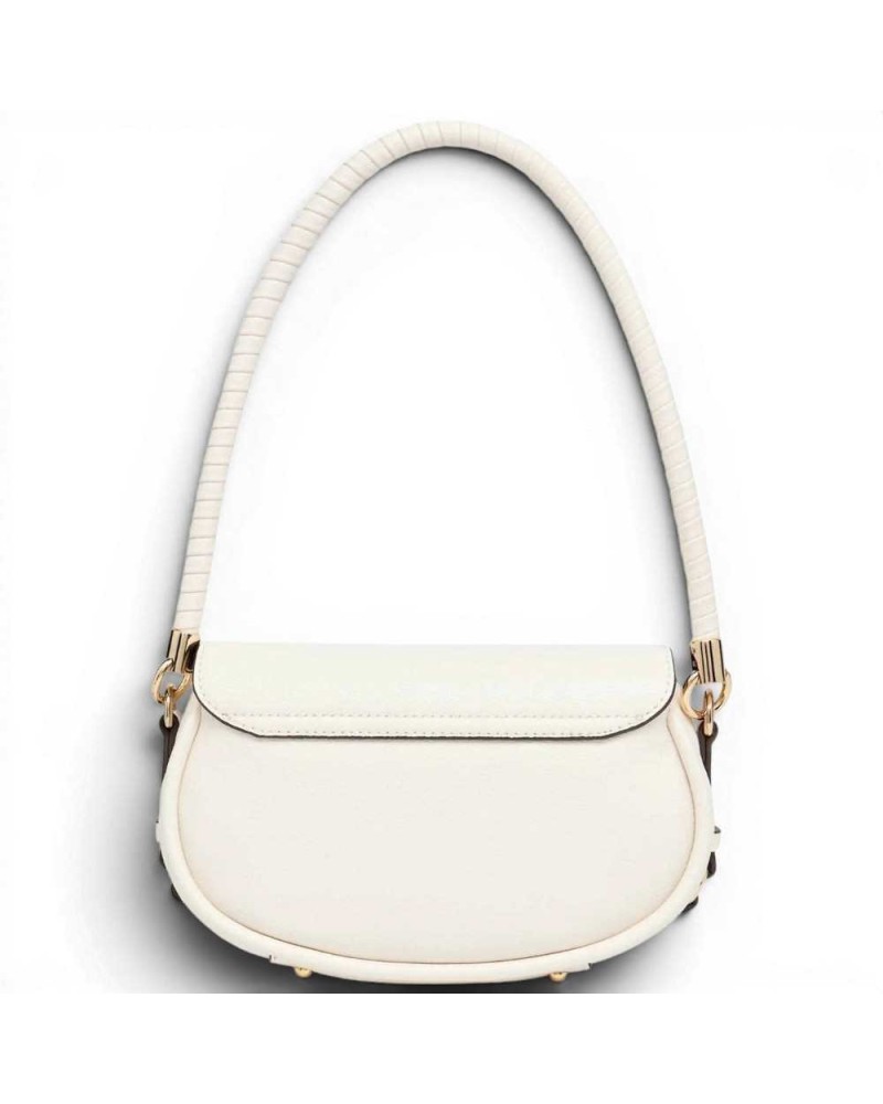 Guess Danya Flap Woman Off White Shoulder Bag in Synthetic Material with Plot and Front Logo