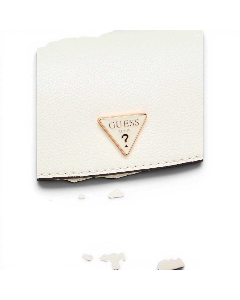 Guess Danya Flap Woman Off White Shoulder Bag in Synthetic Material with Plot and Front Logo