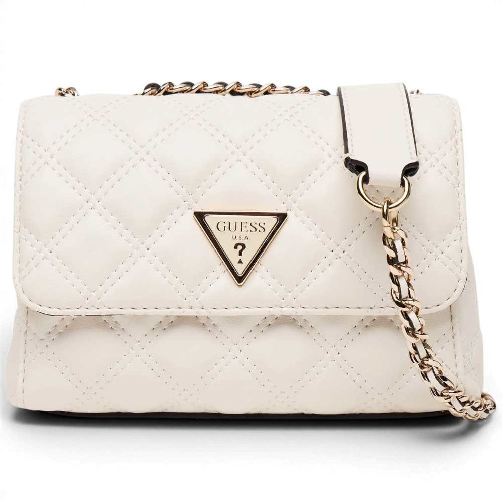 Guess Giully ii Mini Convertible Flap Woman Off blanc matelassé avec épaule à chaîne