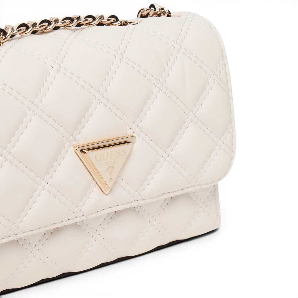 Guess Giully ii Mini Convertible Flap Woman Off blanc matelassé avec épaule à chaîne