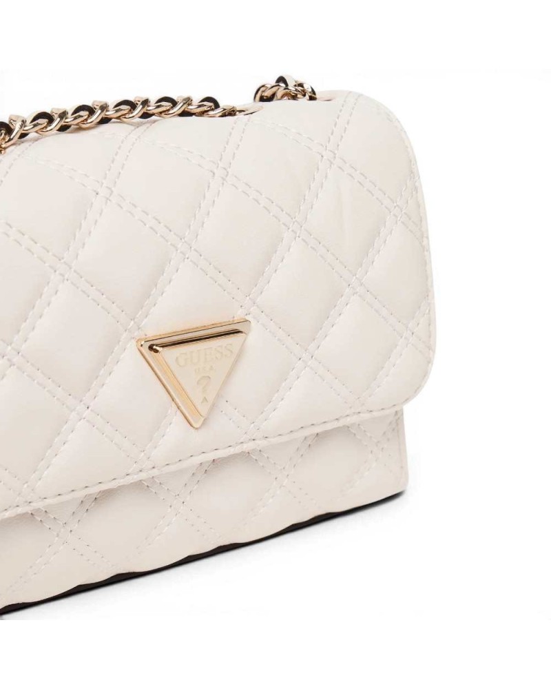 Guess Giully ii Mini Convertible Flap Woman Off blanc matelassé avec épaule à chaîne