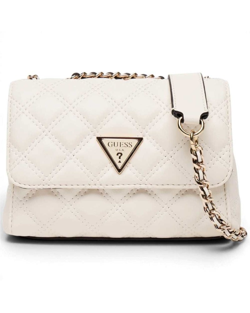 Guess Giully ii Mini Convertible Flap Woman Off blanc matelassé avec épaule à chaîne