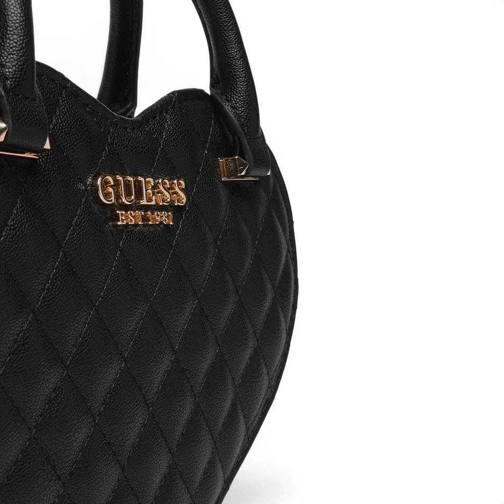Guess Bolsa de corazón de Atabey Bolso de forma de corazón negro para mujer en material sintético con logo 4G