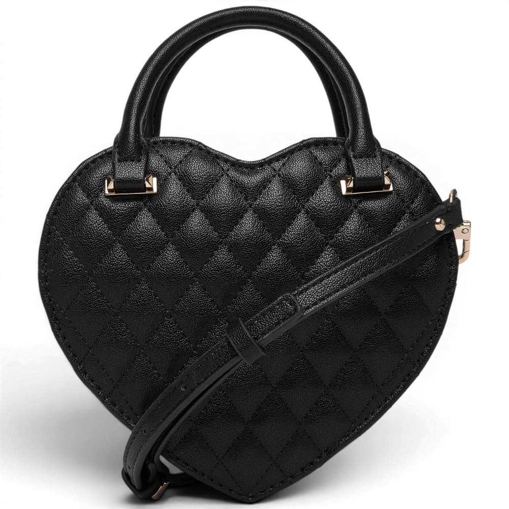 Guess Bolsa de corazón de Atabey Bolso de forma de corazón negro para mujer en material sintético con logo 4G