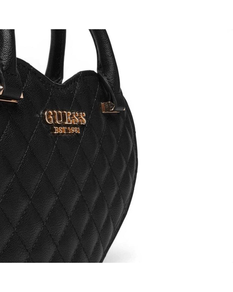 Guess Bolsa de corazón de Atabey Bolso de forma de corazón negro para mujer en material sintético con logo 4G