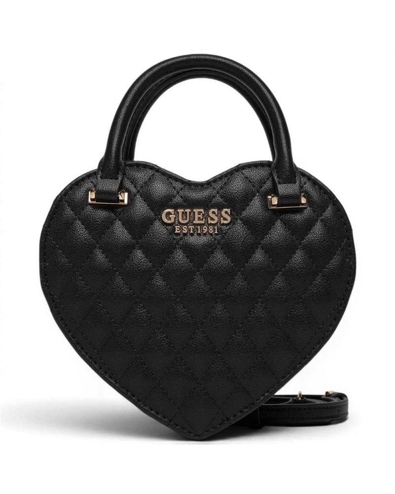 Guess Bolsa de corazón de Atabey Bolso de forma de corazón negro para mujer en material sintético con logo 4G