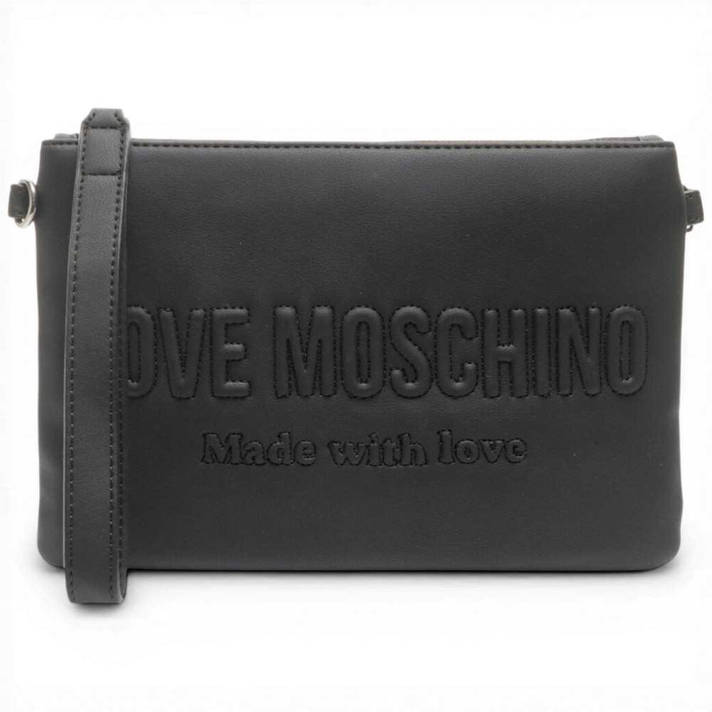 Love Moschino Handtekening liefde vrouw zwart in eco-leer