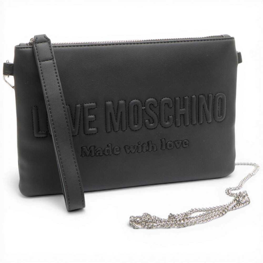 Love Moschino Handtekening liefde vrouw zwart in eco-leer