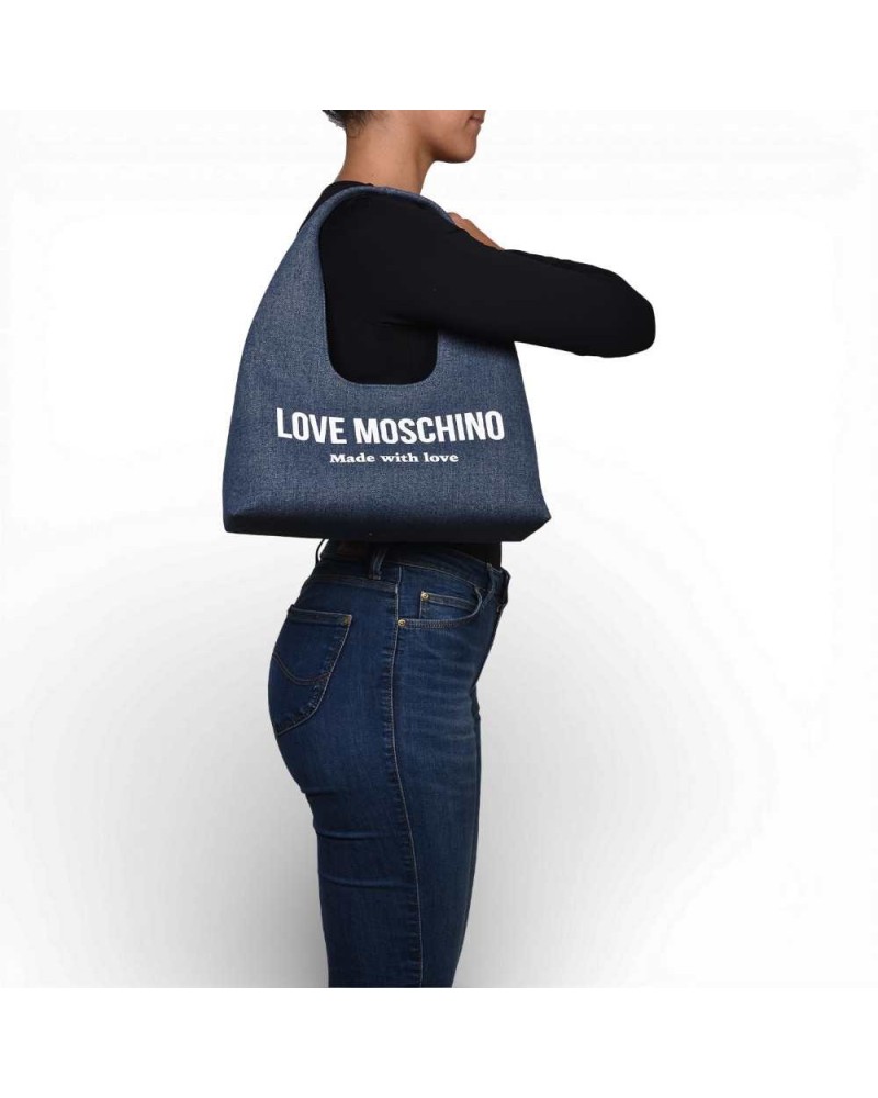 Love Moschino Tissu bleu de denim sac pour femme