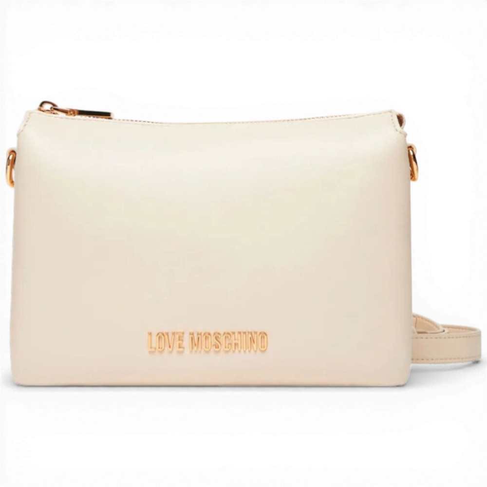Love Moschino Borsa shopping Logo Pearl Donna Avorio in Eco-pelle