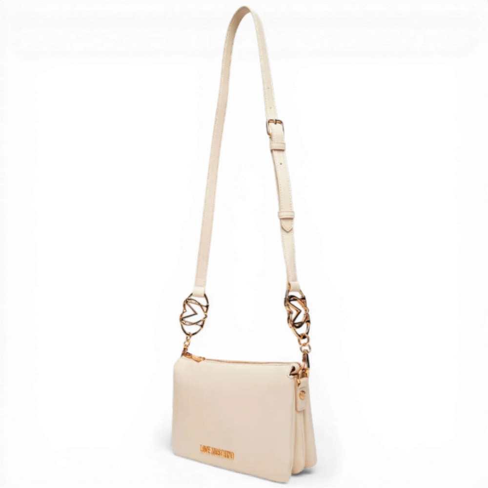 Love Moschino Borsa shopping Logo Pearl Donna Avorio in Eco-pelle