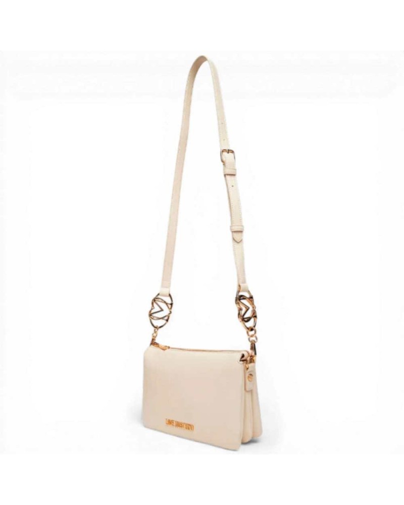 Love Moschino Borsa shopping Logo Pearl Donna Avorio in Eco-pelle