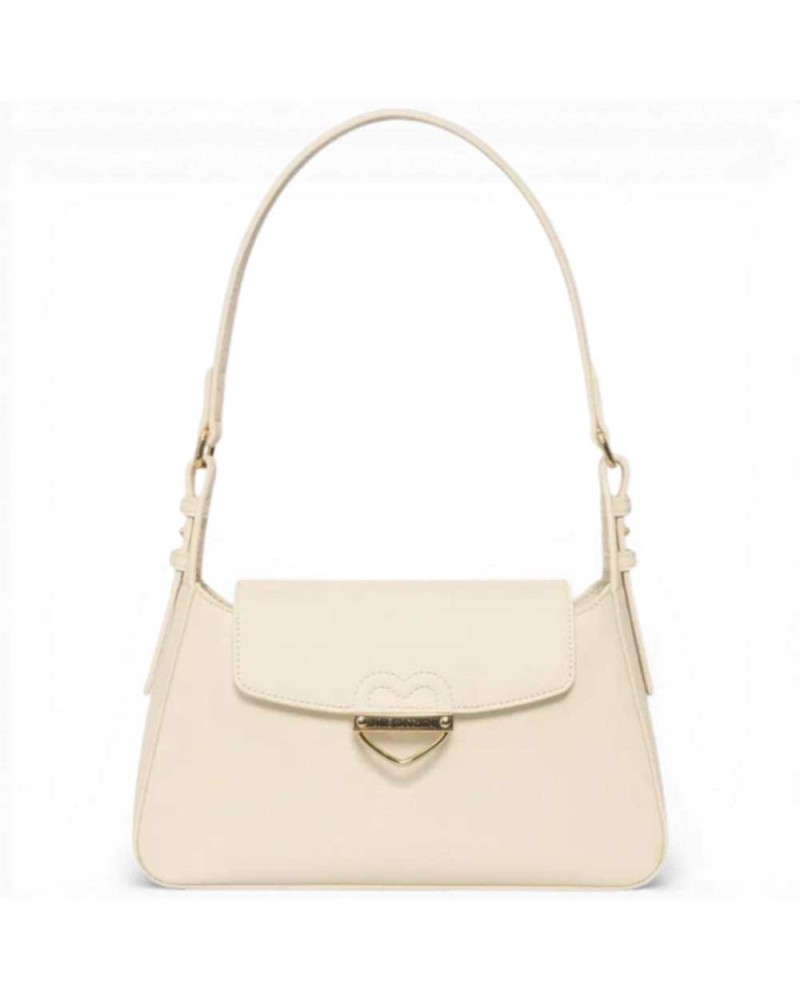 Love Moschino Borsa shopping Logo Zip Donna Avorio in Eco-pelle