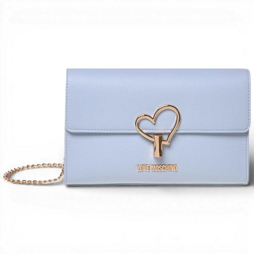 Love Moschino Borsetta Donna Celeste in Ecopelle con Logo Dorato