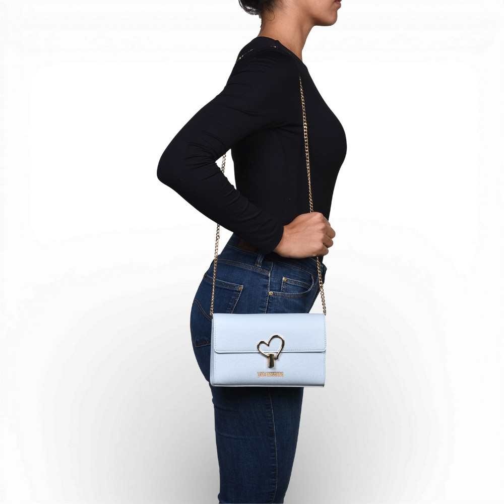 Love Moschino Borsetta Donna Celeste in Ecopelle con Logo Dorato