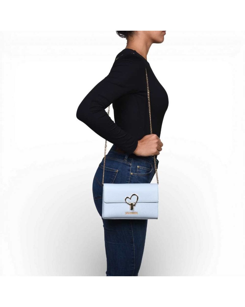 Love Moschino Borsetta Donna Celeste in Ecopelle con Logo Dorato