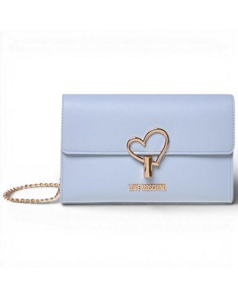 Love Moschino Borsetta Donna Celeste in Ecopelle con Logo Dorato