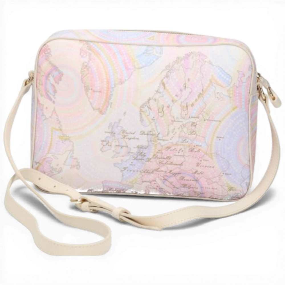 Alviero Martini 1 Classe Geo Punkte Kunst Frau Multicolor Stoff Reporter Tasche
