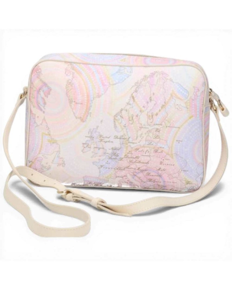 Alviero Martini 1 Classe Geo Punkte Kunst Frau Multicolor Stoff Reporter Tasche